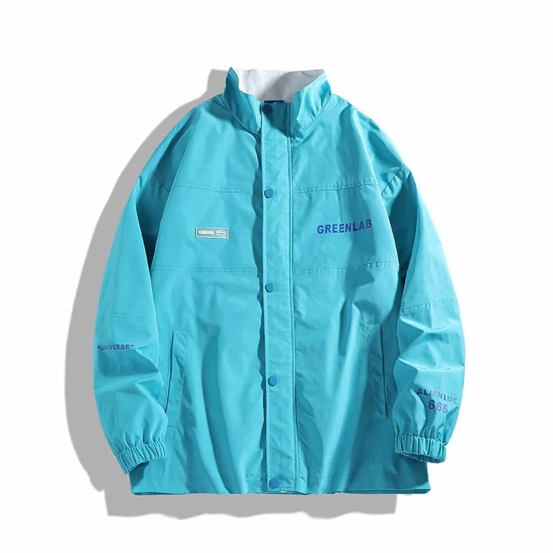 Men's Windbreaker Style Rain Jacket with Elastic Band Cuff