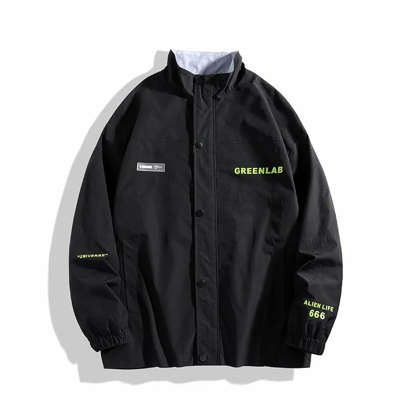 Men's Windbreaker Style Rain Jacket with Elastic Band Cuff