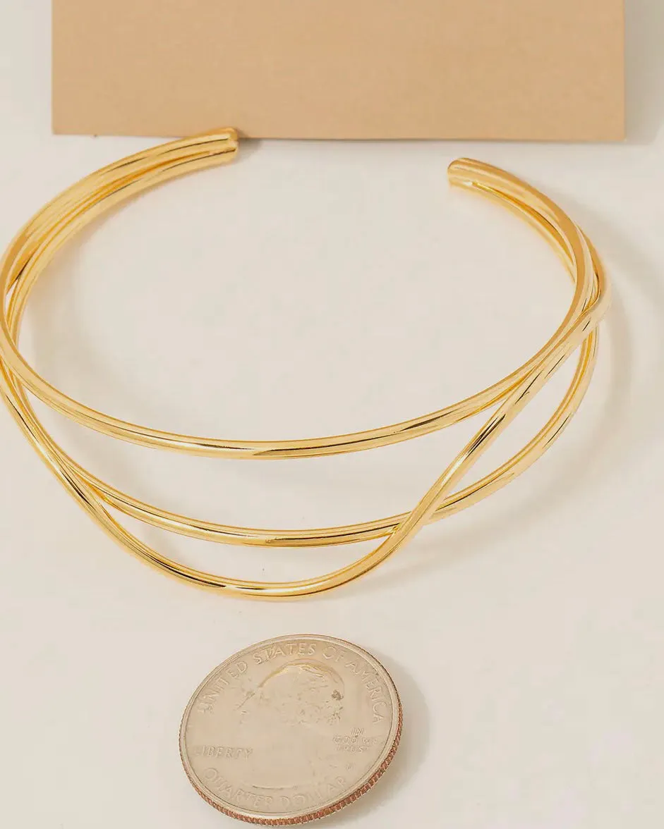 Metallic Layered Wire Cuff Bracelet