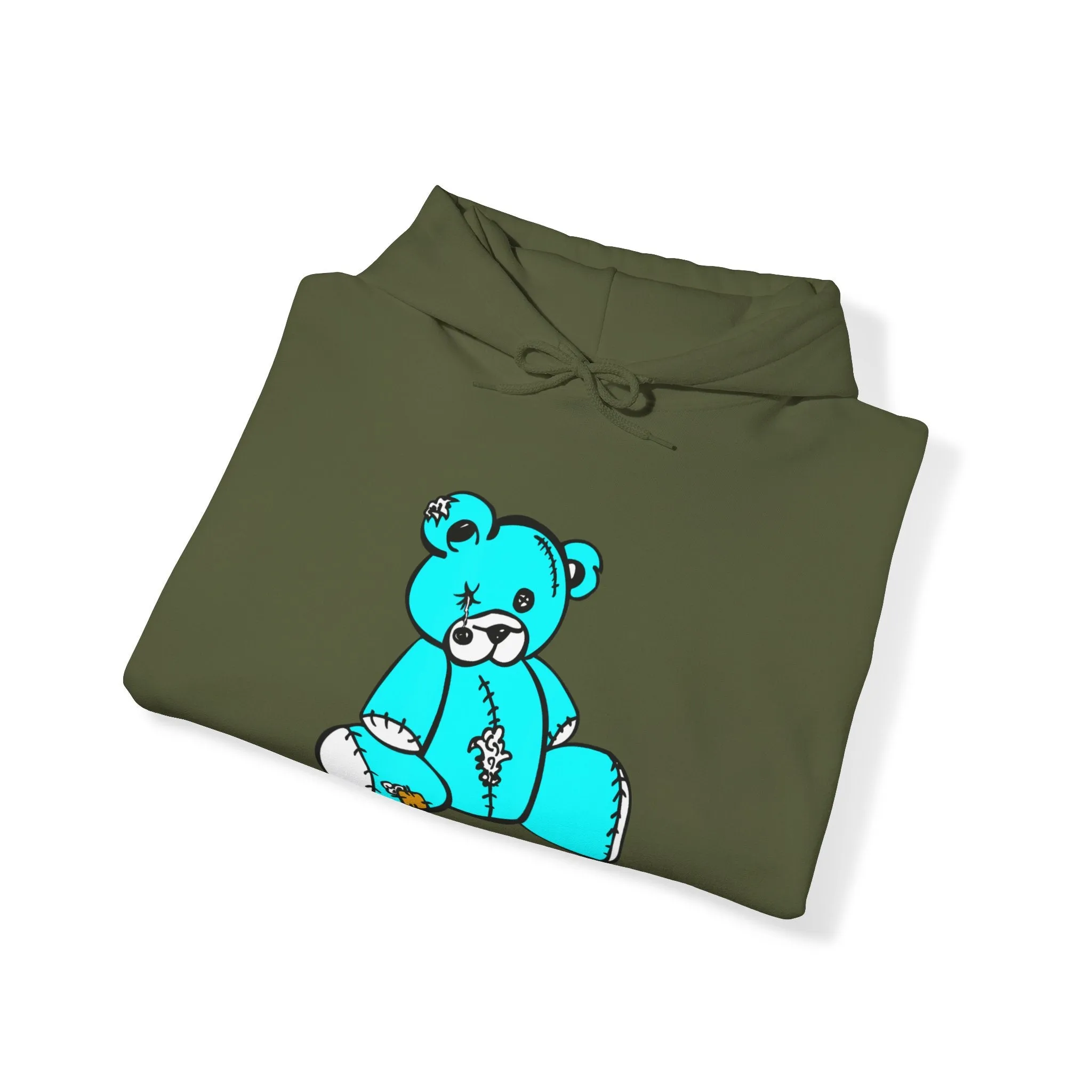 Missing Button Eye Teddy Bear Hoodie