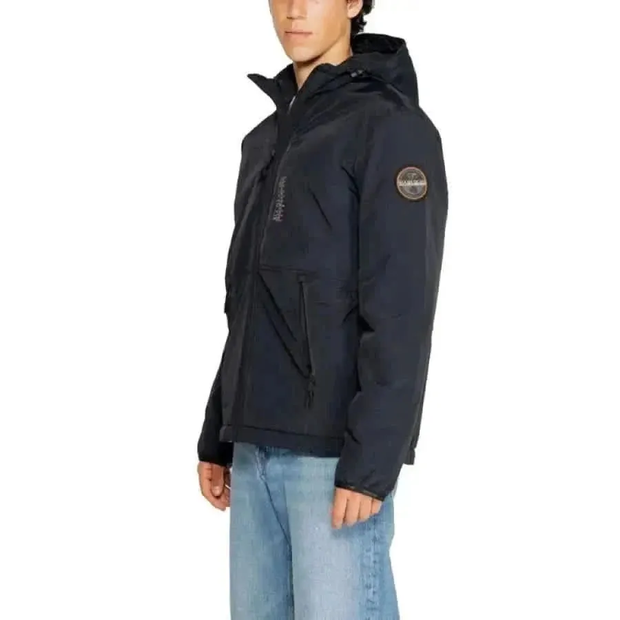 Napapijri Men's Classic Black Jacket with Front Pockets