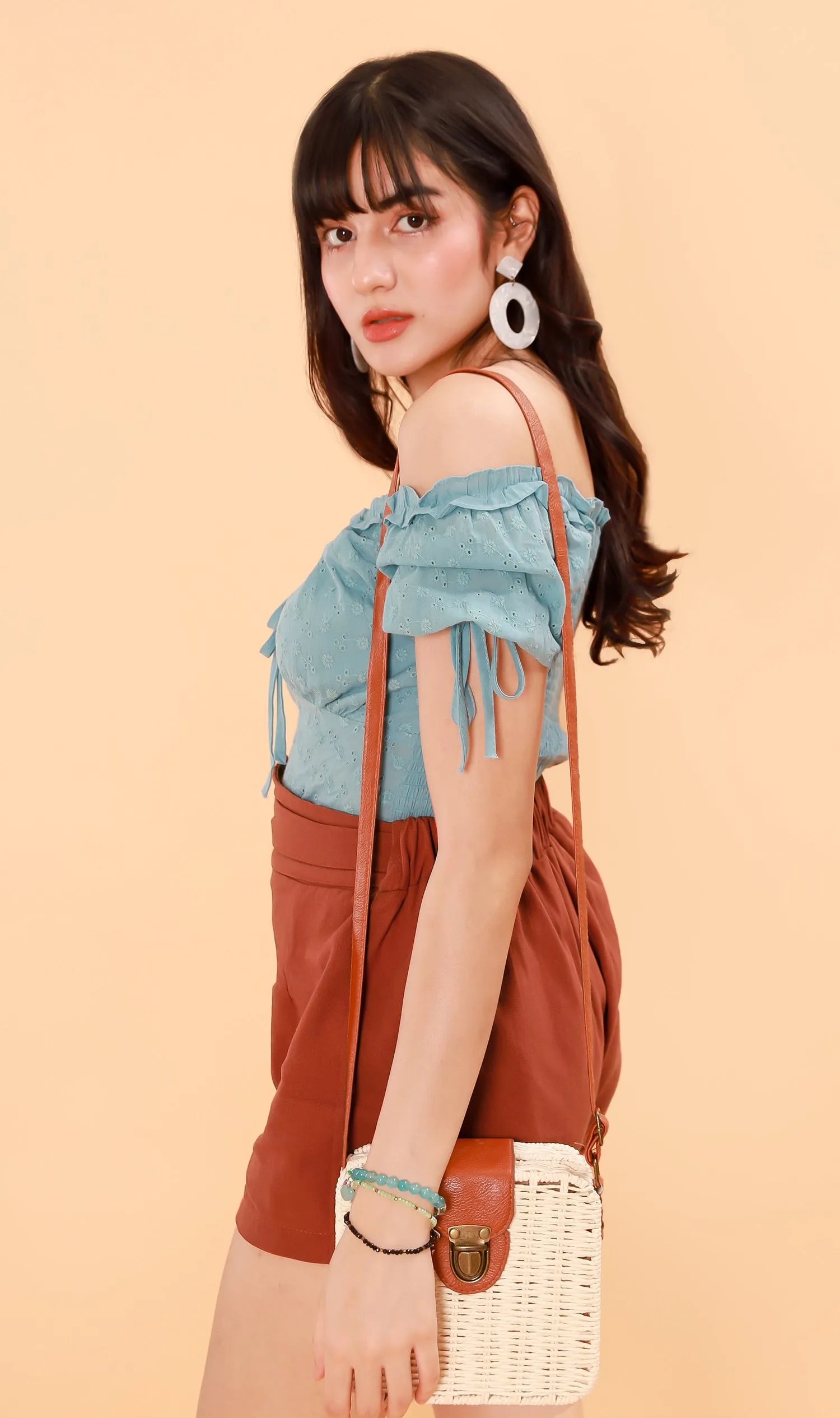 NATALIE Belt Accent Shorts (Rust)