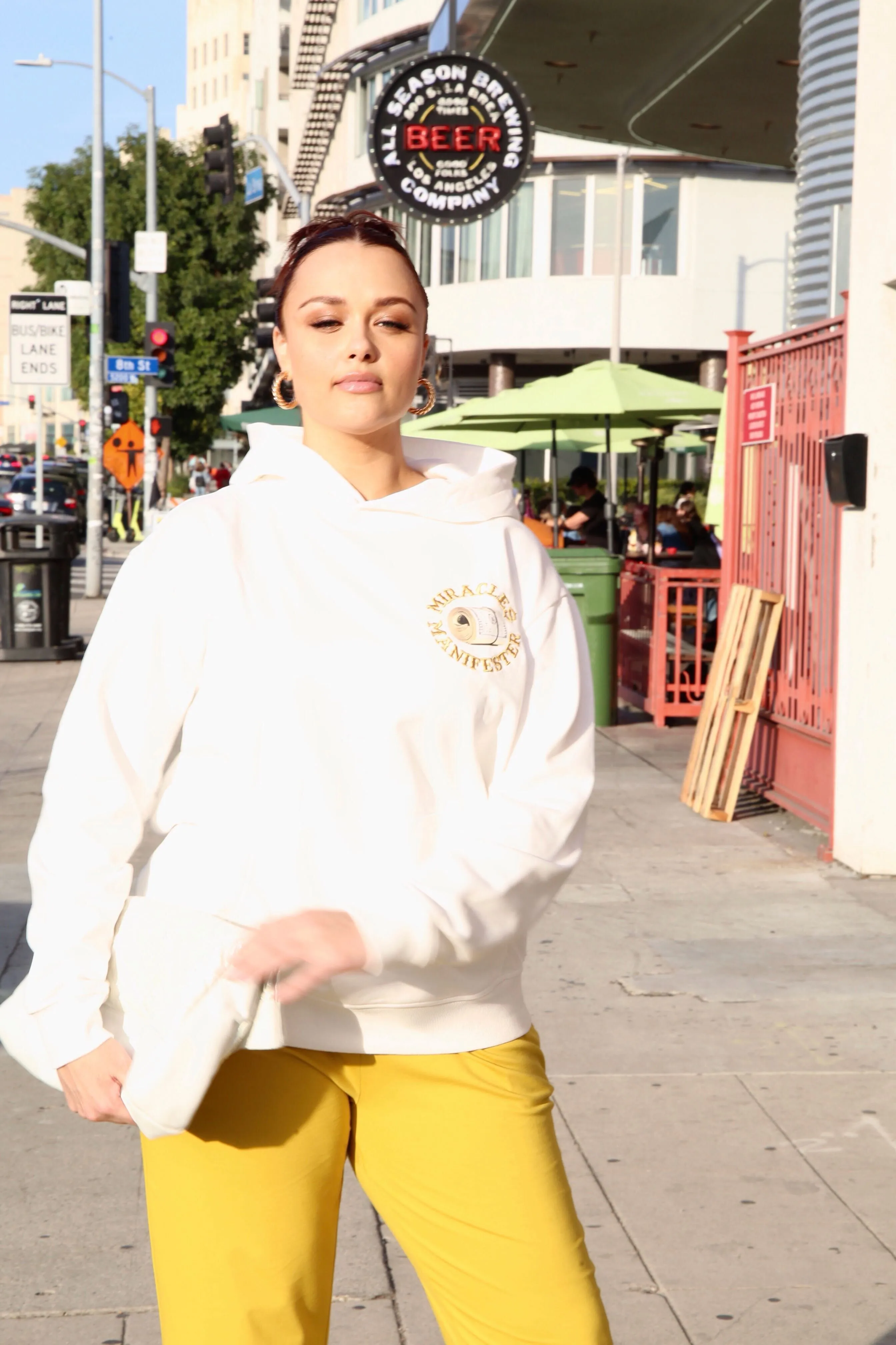 ‘Natural 9 Combinations’ Casino Embroidered Affirmation  Hoodie - White