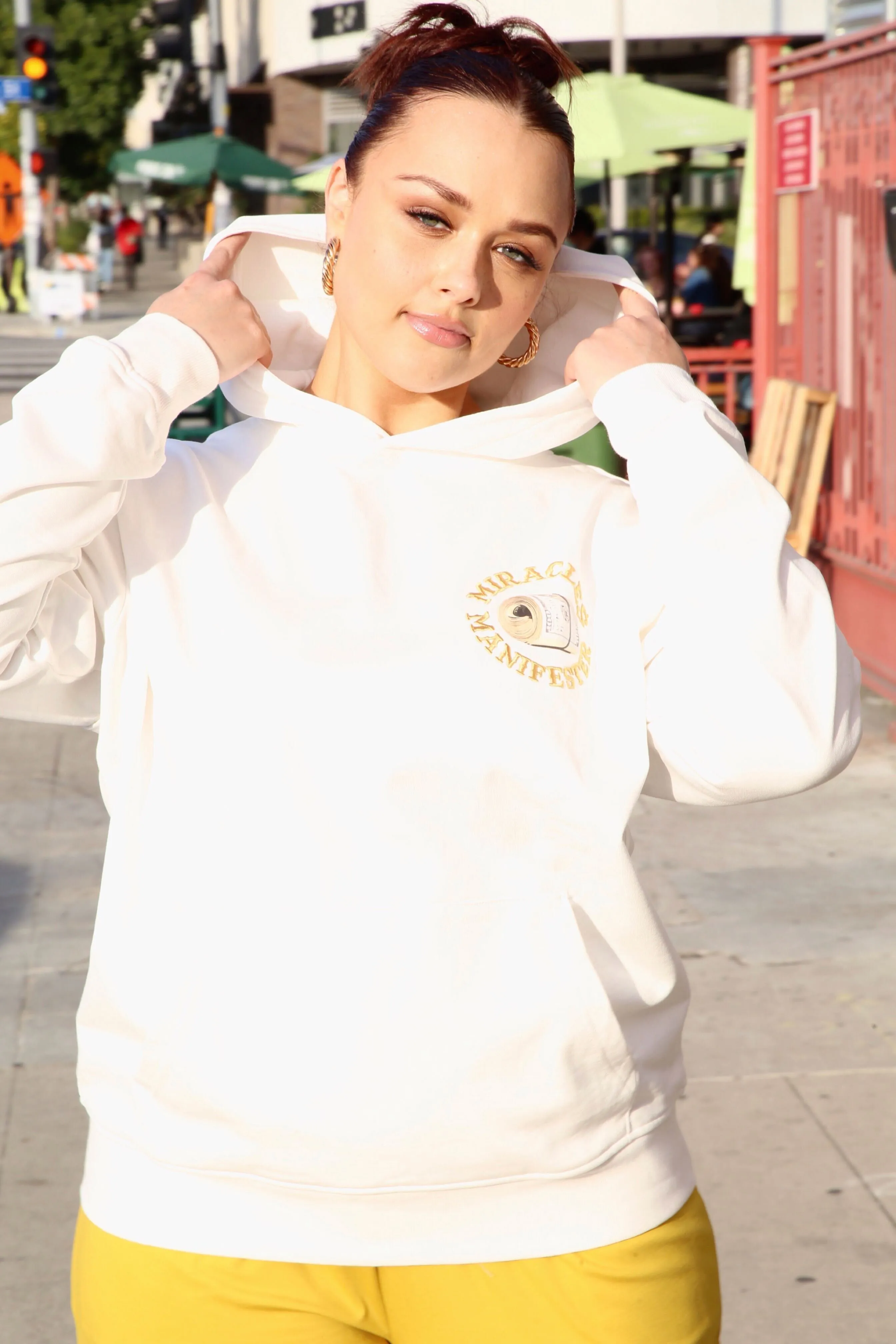 ‘Natural 9 Combinations’ Casino Embroidered Affirmation  Hoodie - White