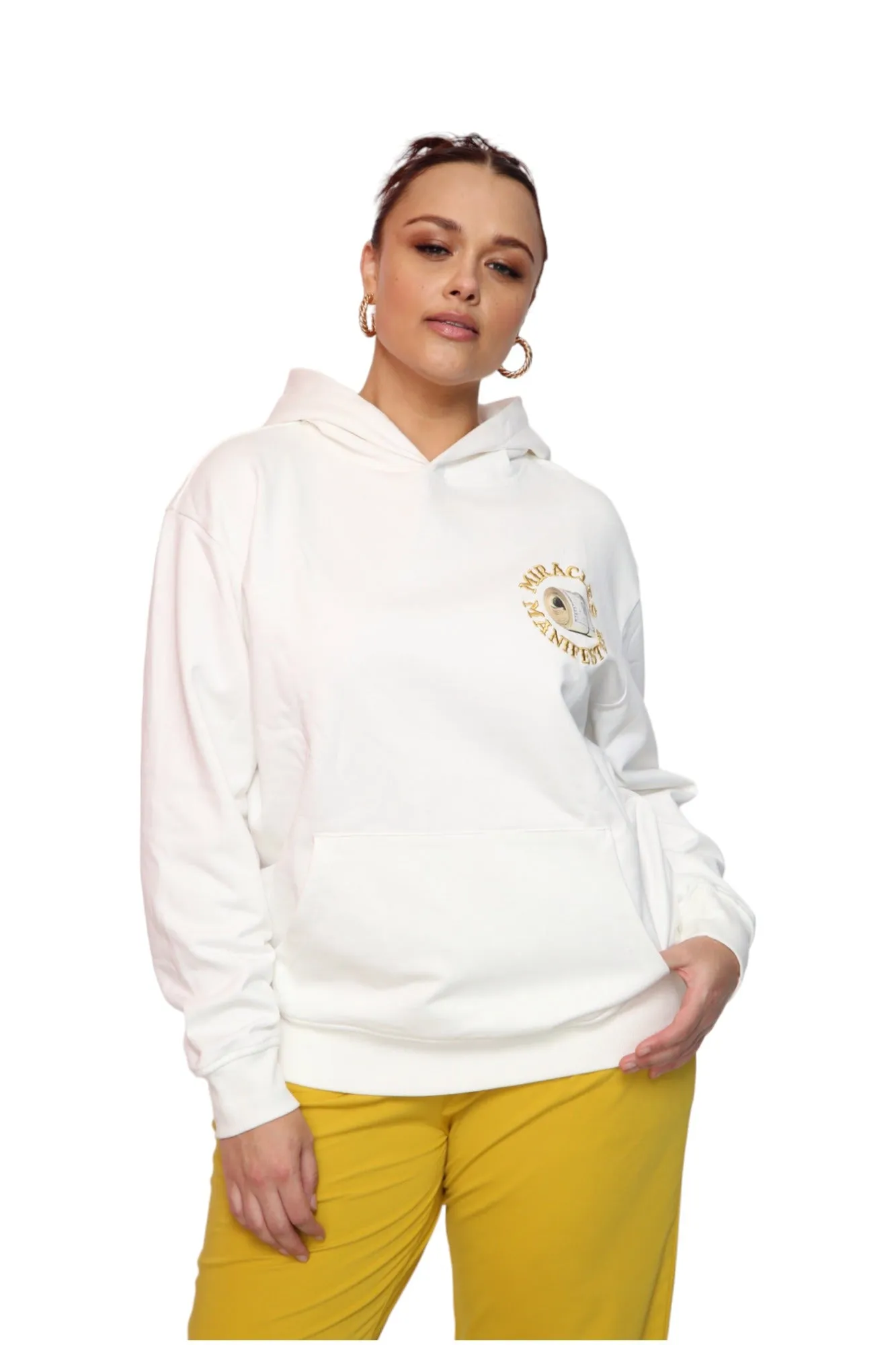 ‘Natural 9 Combinations’ Casino Embroidered Affirmation  Hoodie - White
