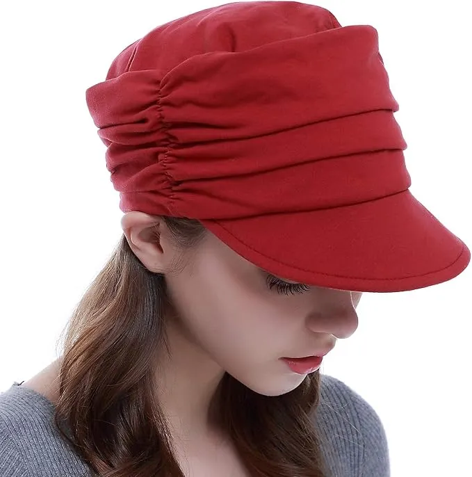 NEW HatsCity Fashion Hat Cap with Brim Visor for Woman Ladies, Best for Daily Use, Red, Retails $55
