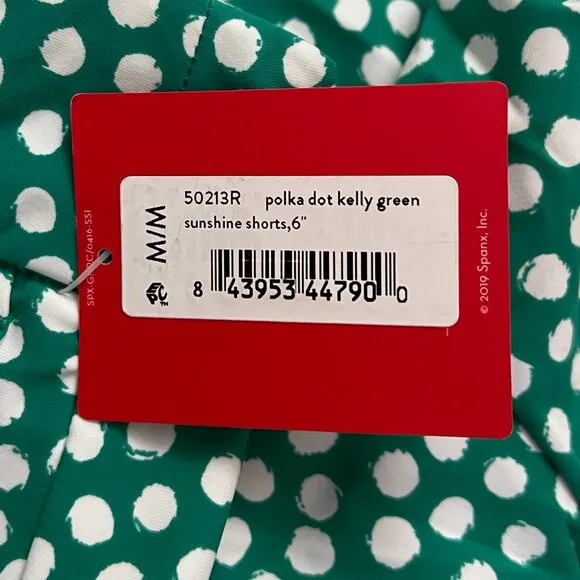 NEW Spanx Sunshine Shorts Kelly Green Polka Dot- golf