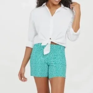 NEW Spanx Sunshine Shorts Kelly Green Polka Dot- golf