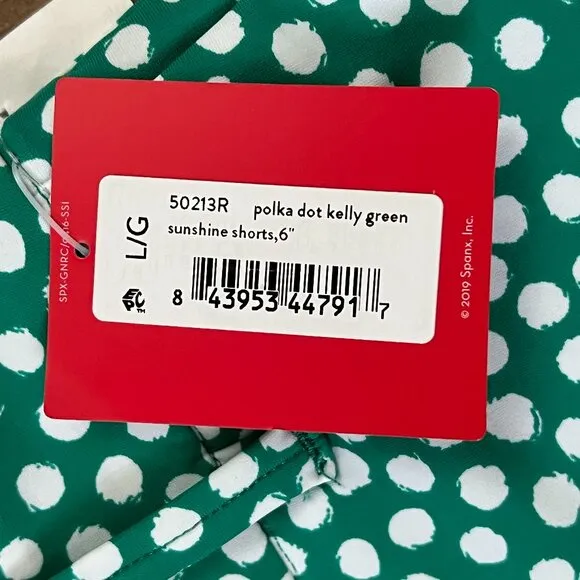 NEW Spanx Sunshine Shorts Kelly Green Polka Dot- golf