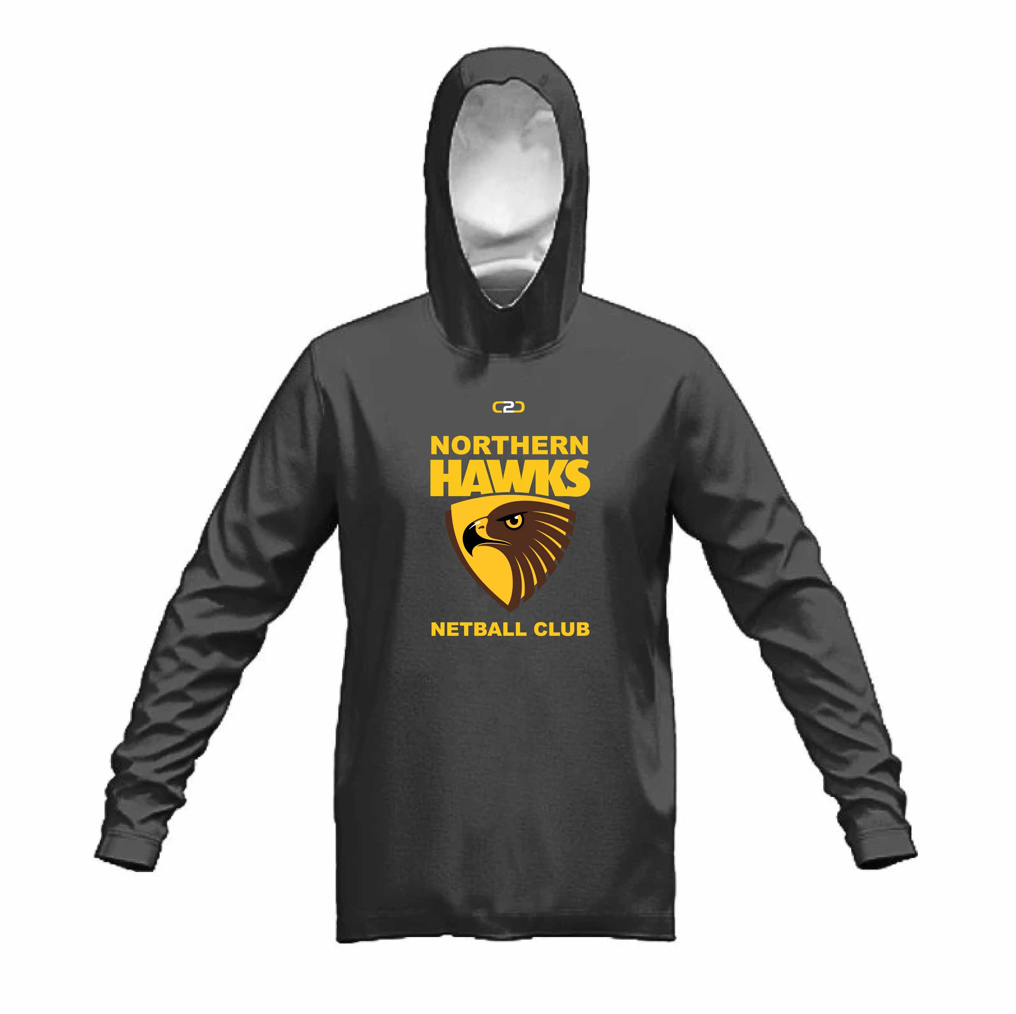Northern Hawks Stock Cotton Fleece Hoodie Dark Grey Marle