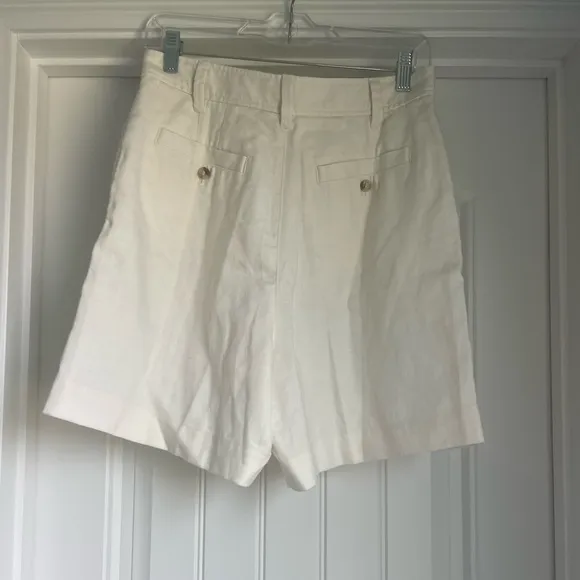 NWT Madewell Clarke Pleated Shorts in Travel Linen-Blend in bright ivory - 6