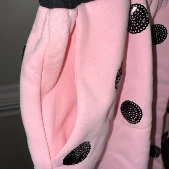 NWT Queen Of Sparkles Pink &amp; Black Sequin Polka Dot Shorts Large L $120