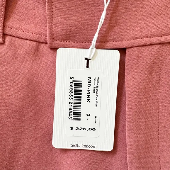 NWT Ted Baker KELSYAS Pleat Front Tailored Short Mid Pink Color