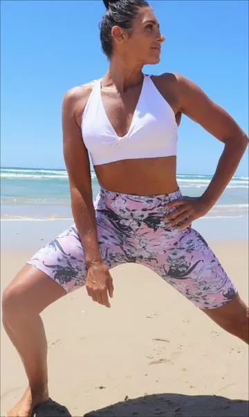 Oriental Bloom Body Luxe Biker Shorts with Pockets