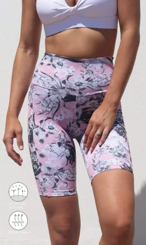 Oriental Bloom Body Luxe Biker Shorts with Pockets