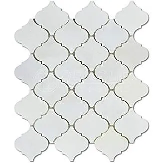 Oriental White (Eastern White) Marble Lantern Arabesque Mosaic Tile, Polished