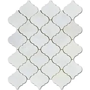 Oriental White (Eastern White) Marble Lantern Arabesque Mosaic Tile, Polished