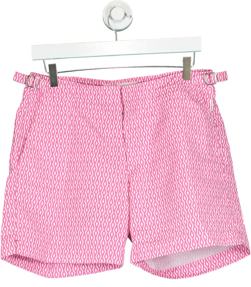 Orlebar Brown Pink Geometric Swim Shorts UK W31