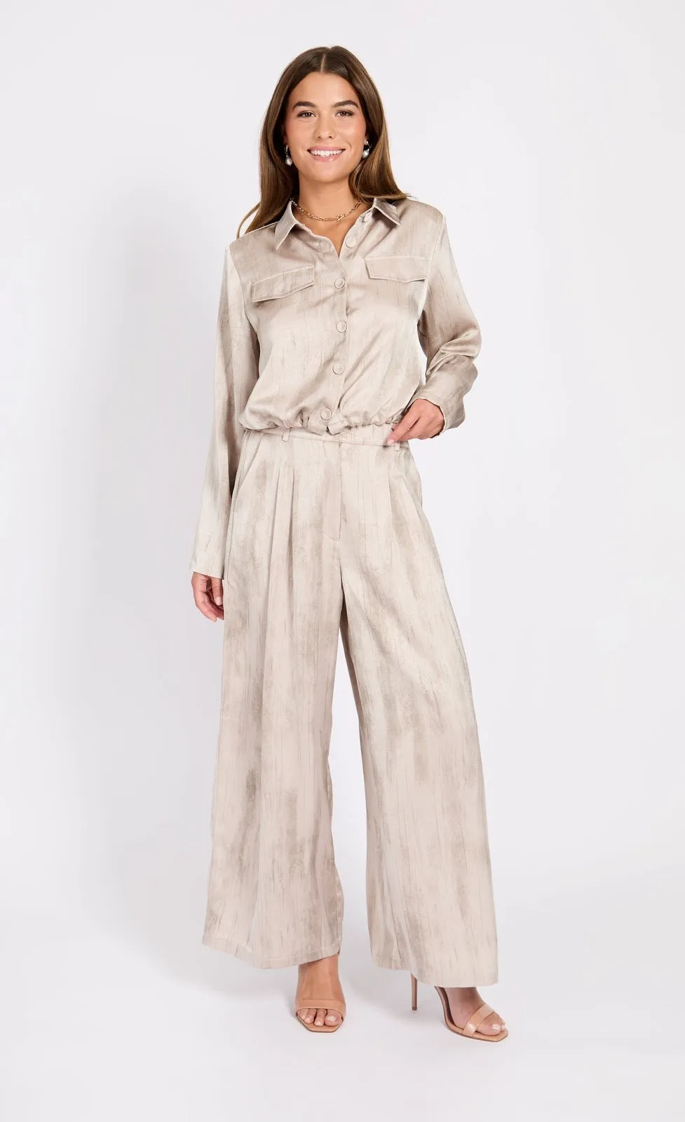 Oyster Satin Jacket - Mushroom