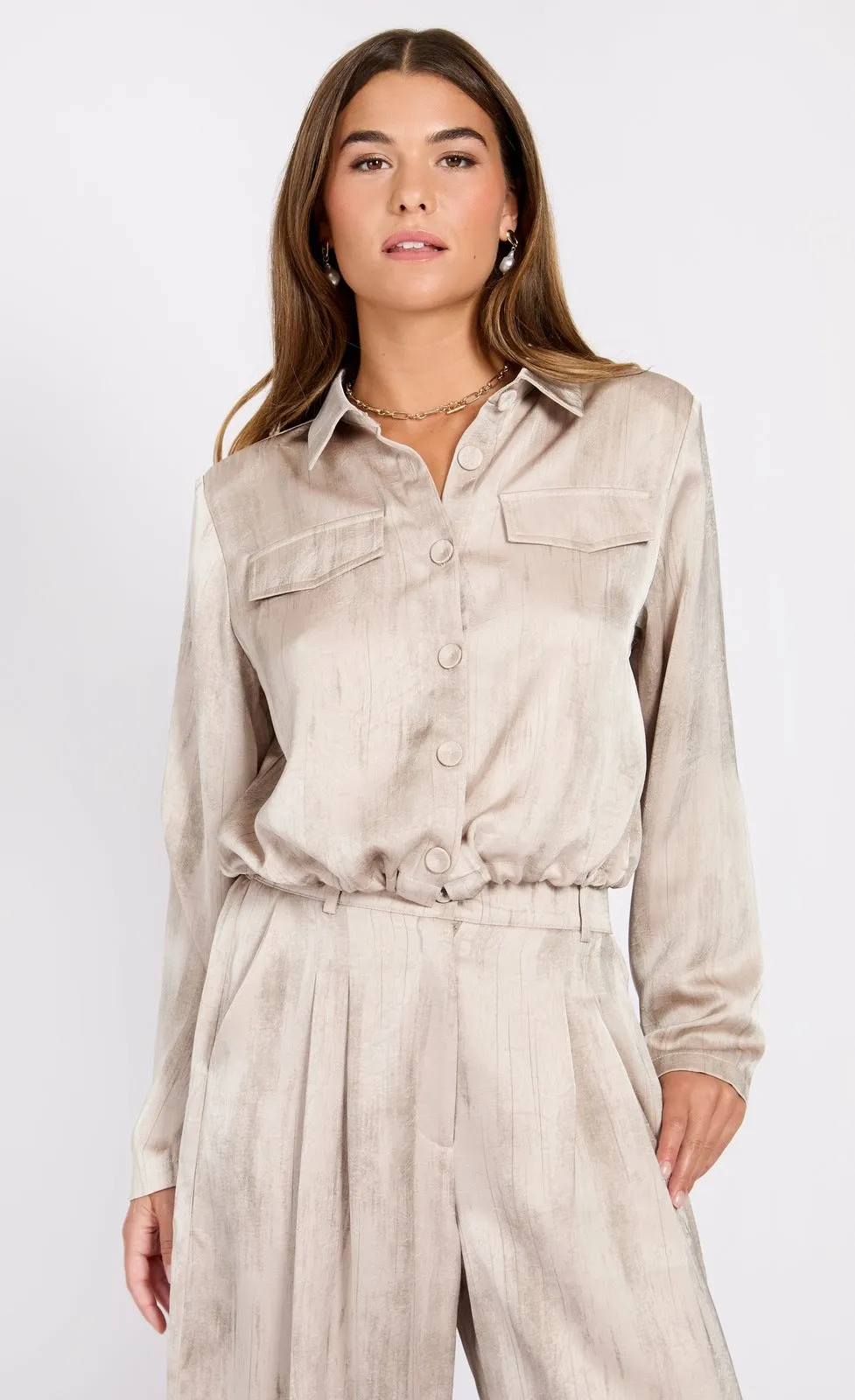 Oyster Satin Jacket - Mushroom