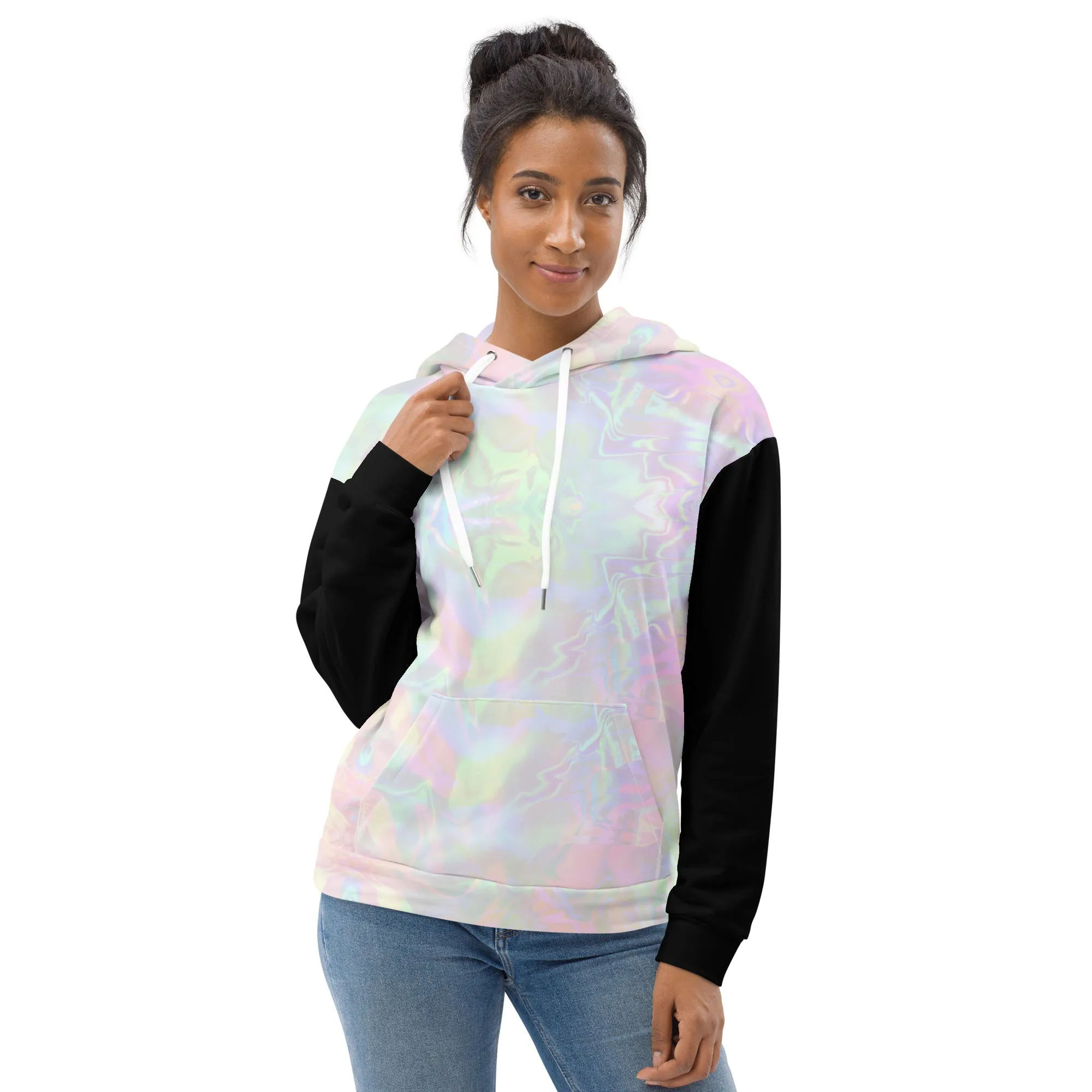 Pastel Aura Black Sleeve Eco Hoodie