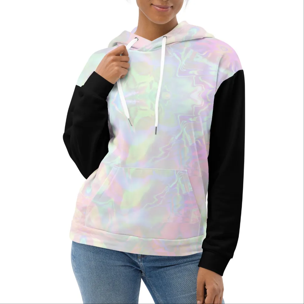 Pastel Aura Black Sleeve Eco Hoodie