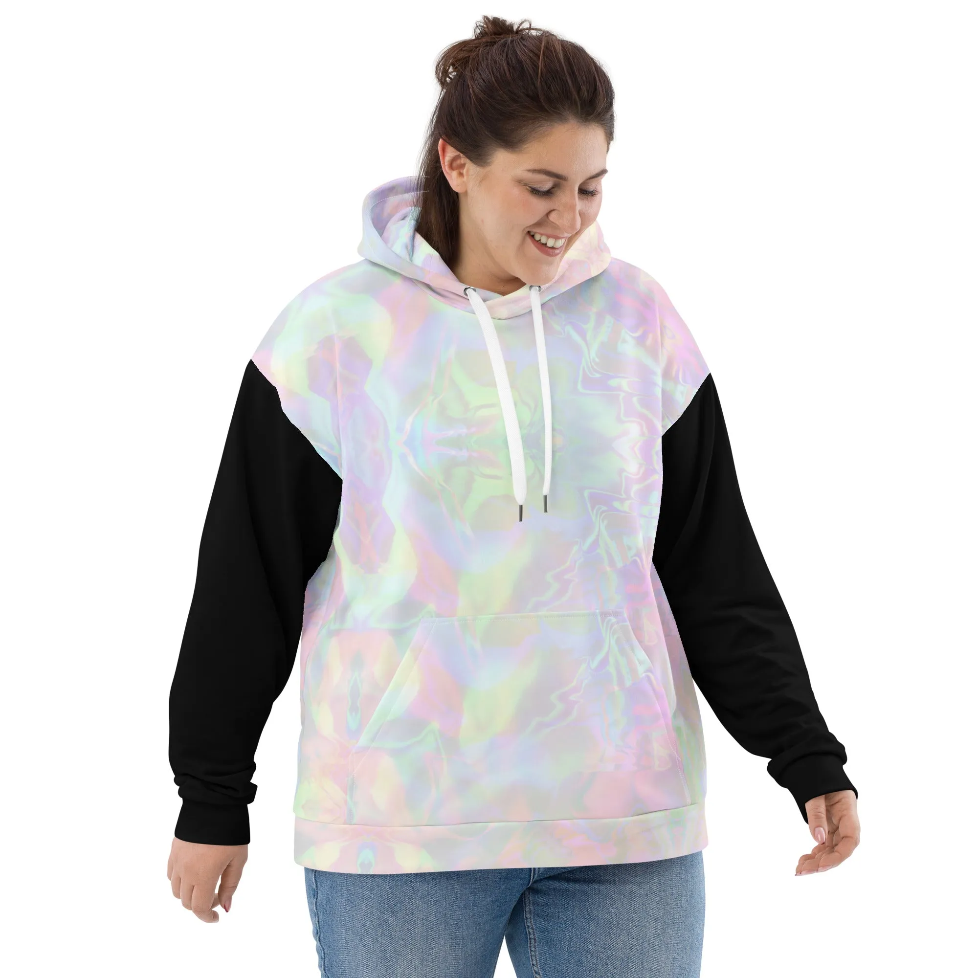 Pastel Aura Black Sleeve Eco Hoodie