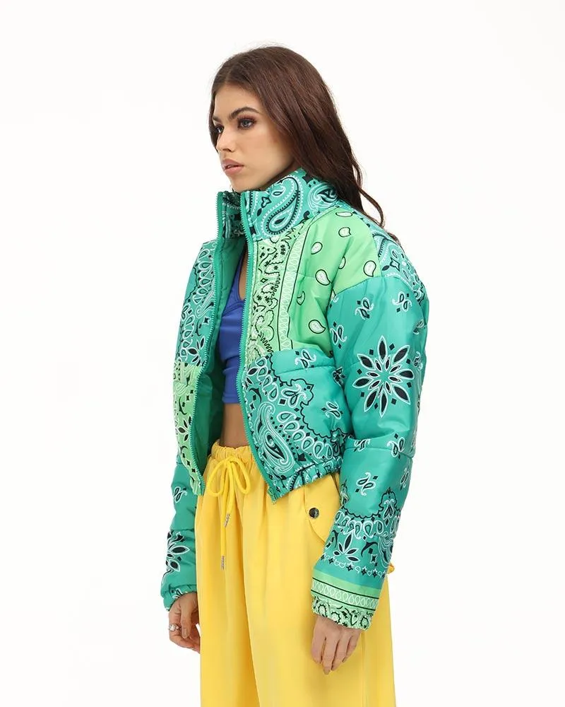 Patchwork Paisley Puffer Jacket