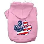 Patriotic Paw Screen Print Pet Hoodies Light Pink Size M (12)