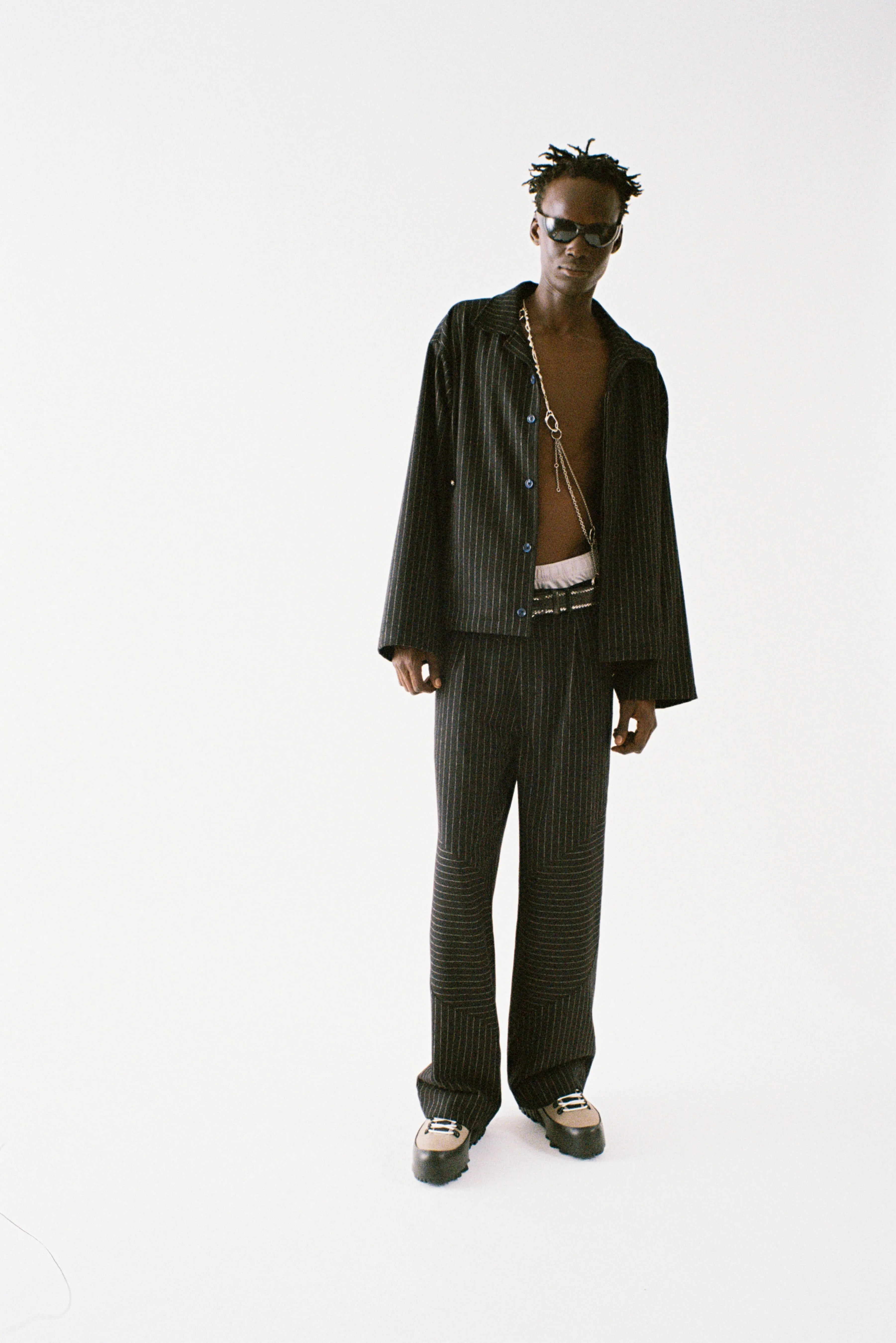 Pinstripe Wool Box Jacket