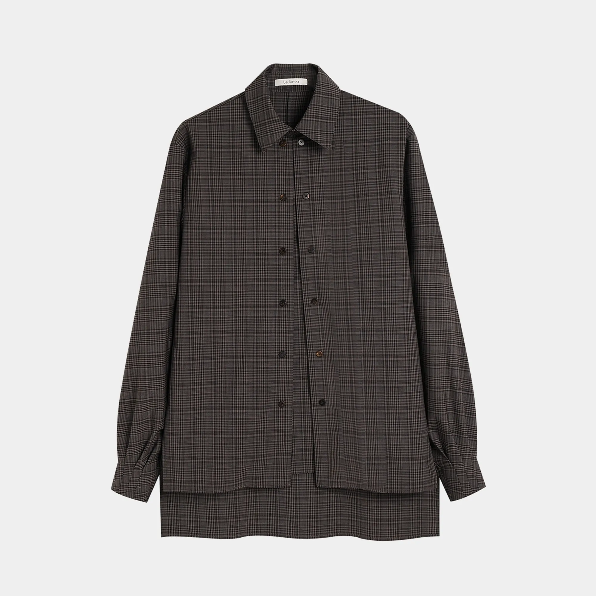 Plaid Double-Breasted Shirt and Skirt Set
