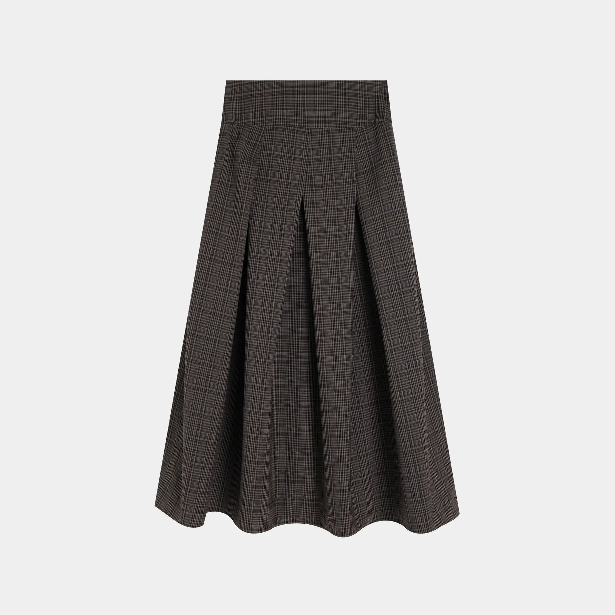 Plaid Double-Breasted Shirt and Skirt Set