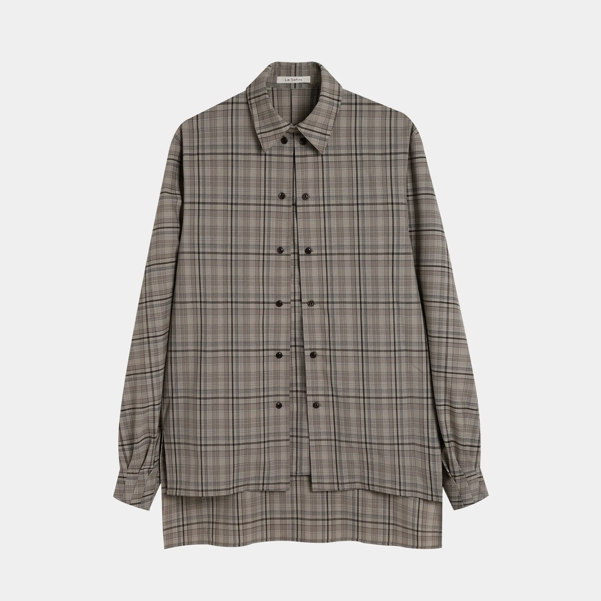 Plaid Double-Breasted Shirt and Skirt Set