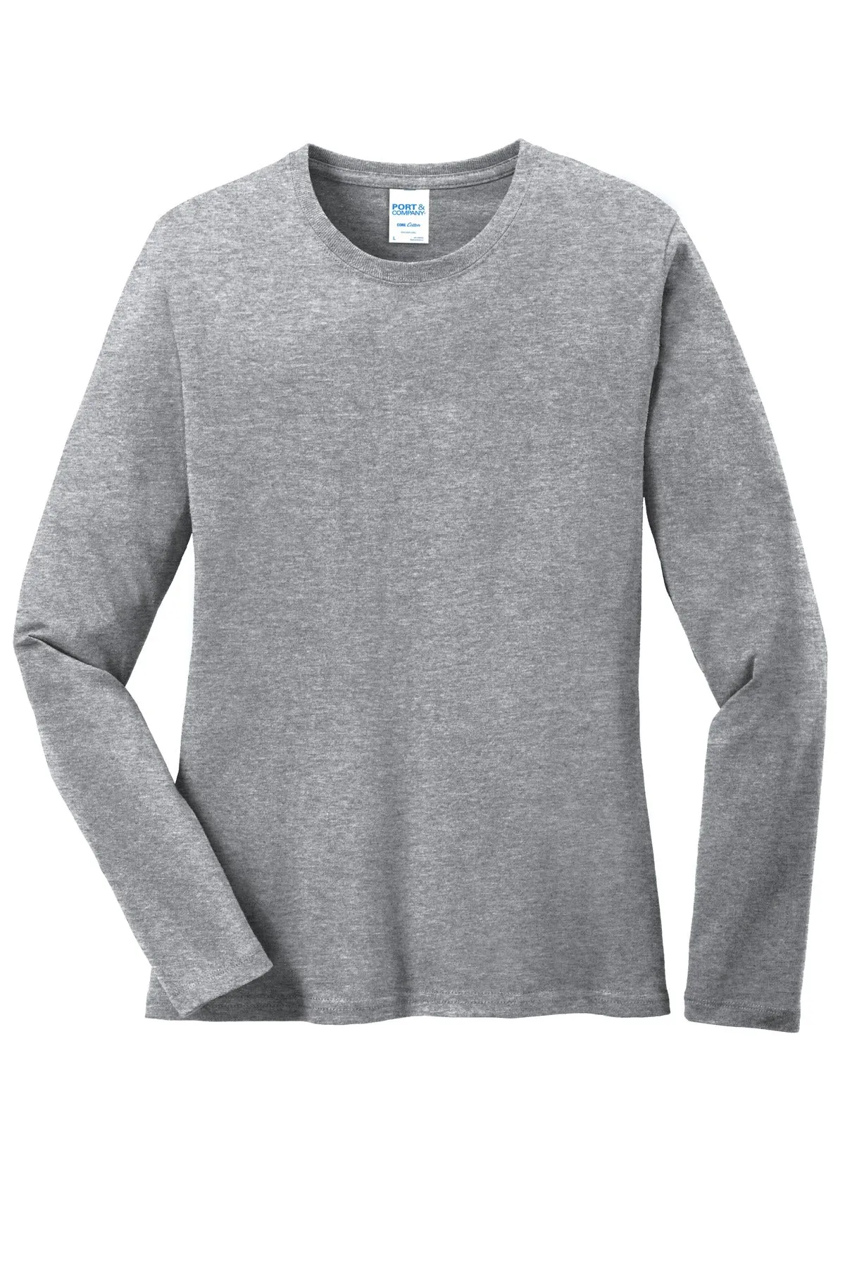 Port & Company Women's Long Sleeve Core Cotton Tee. LPC54LS Athletic Heather