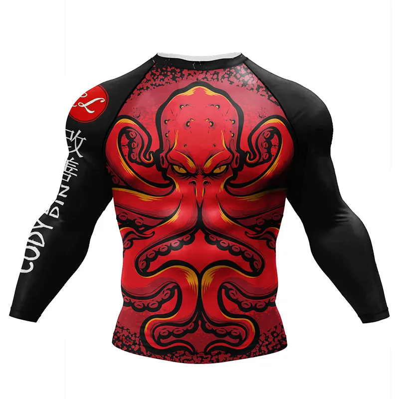 Premium Jiu Jitsu Rash Guard Set – 4-Piece MMA Sportswear Kit for Men, Includes Kimono T-shirt, Pants, Muay Thai Shorts, and BJJ Compression Gear for Gym, Boxing, and Training