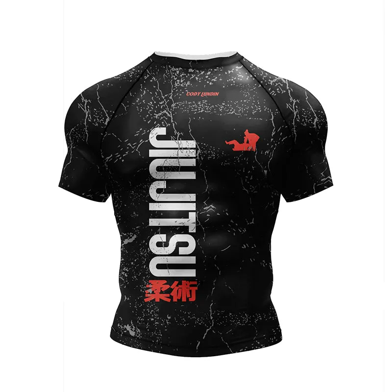 Premium Jiu Jitsu Rash Guard Set – 4-Piece MMA Sportswear Kit for Men, Includes Kimono T-shirt, Pants, Muay Thai Shorts, and BJJ Compression Gear for Gym, Boxing, and Training