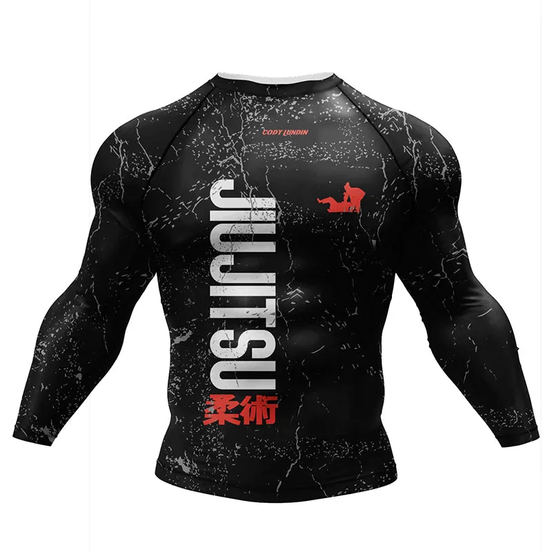 Premium Jiu Jitsu Rash Guard Set – 4-Piece MMA Sportswear Kit for Men, Includes Kimono T-shirt, Pants, Muay Thai Shorts, and BJJ Compression Gear for Gym, Boxing, and Training