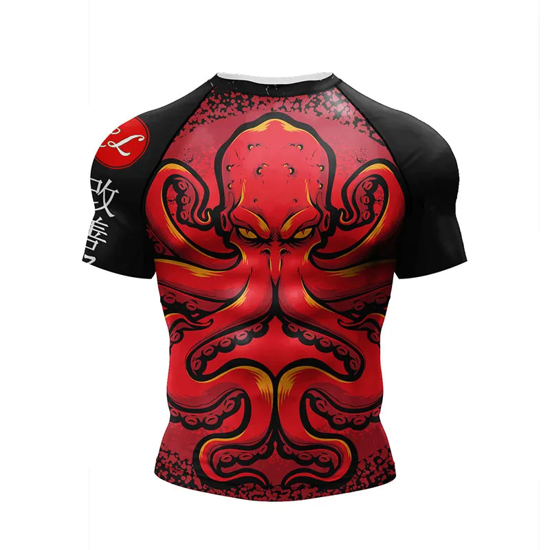 Premium Jiu Jitsu Rash Guard Set – 4-Piece MMA Sportswear Kit for Men, Includes Kimono T-shirt, Pants, Muay Thai Shorts, and BJJ Compression Gear for Gym, Boxing, and Training