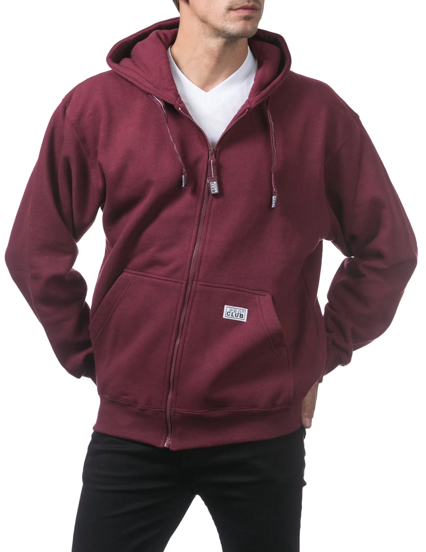 Pro Club Heavyweight Full Zip Fleece Hoodie - MAROON