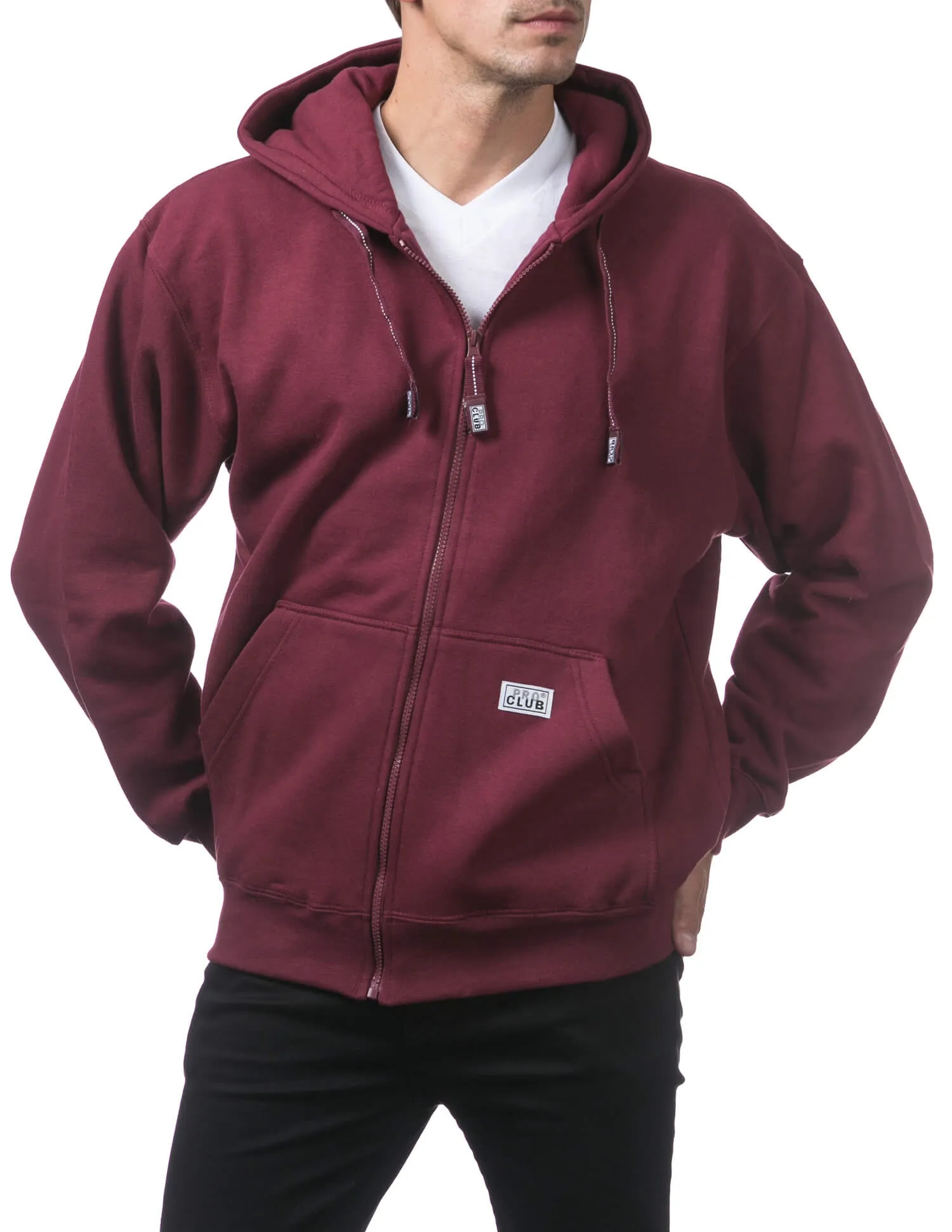 Pro Club Heavyweight Full Zip Fleece Hoodie - MAROON