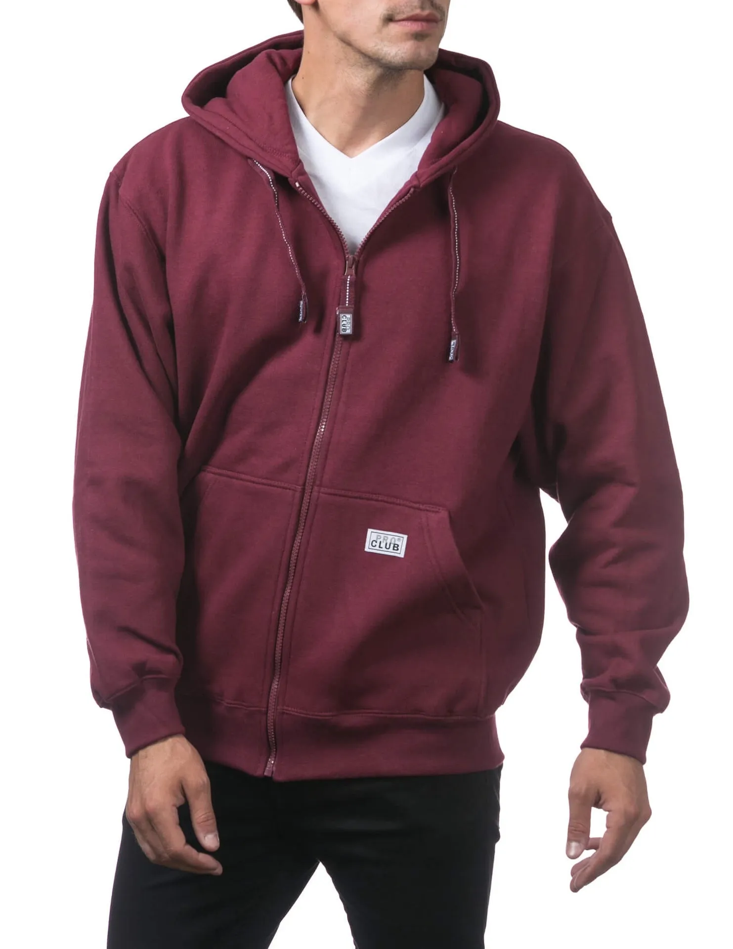 Pro Club Heavyweight Full Zip Fleece Hoodie - MAROON