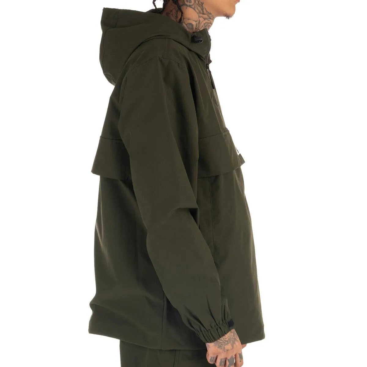 Pro Club Men's Nylon Anorak Pullover Jacket - Olive