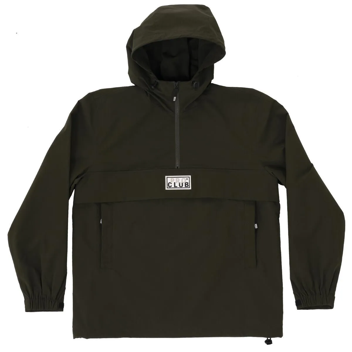 Pro Club Men's Nylon Anorak Pullover Jacket - Olive