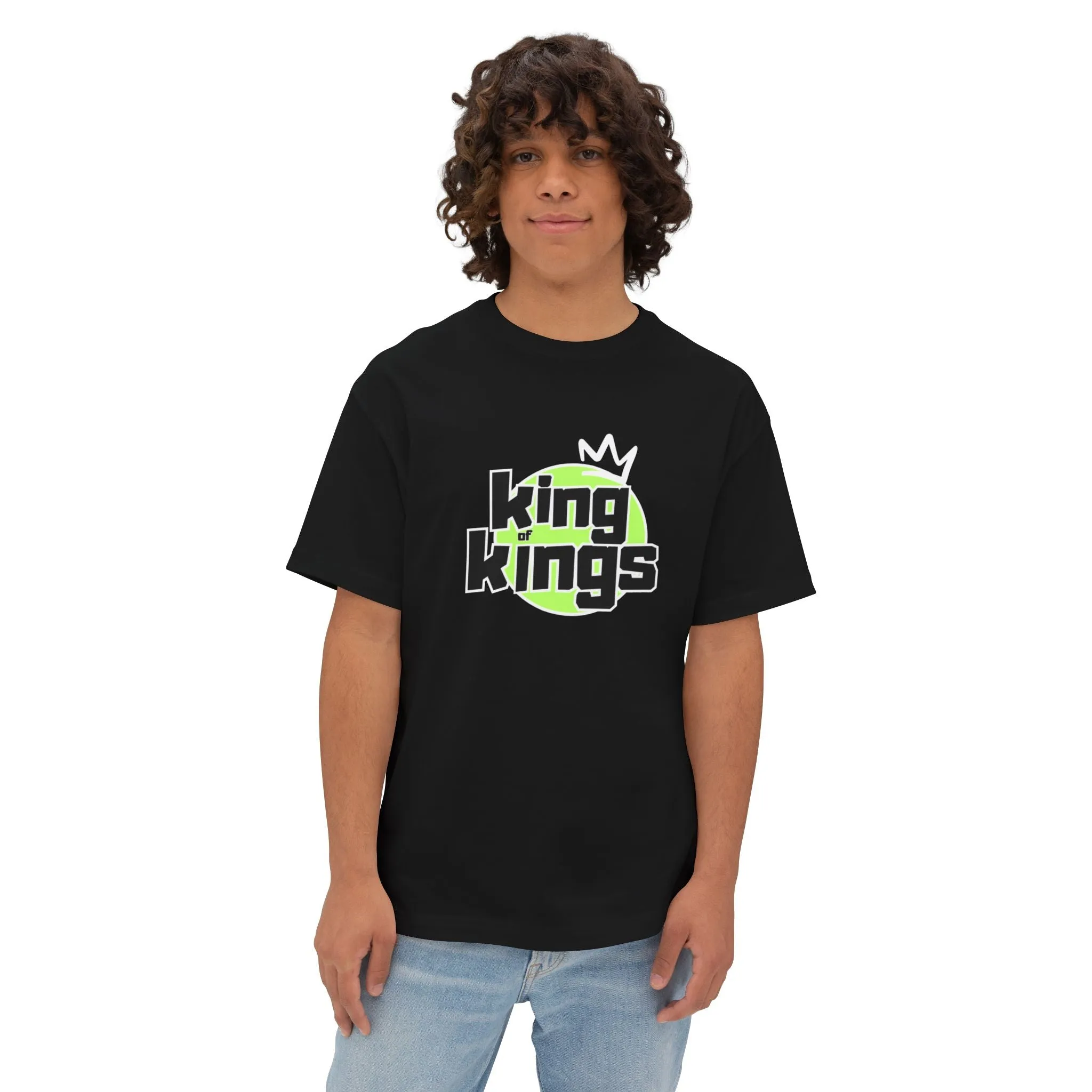 "King of Kings Oversized Drop Shoulder Heavyweight Boxy Christian T-Shirt - Bold Faith Statement Tee for Men & Women"