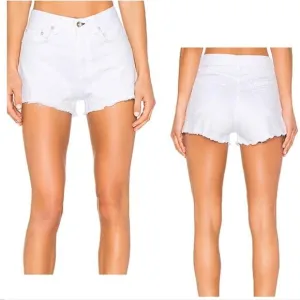 RAG &amp; BONE Justine embroidered hi rise white stretch denim cut off shorts 26 NWT