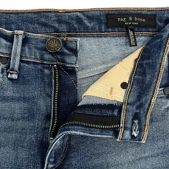 RAG &amp; BONE Straight Leg High Rise Cropped Jeans Medium Wash Women's Size 25