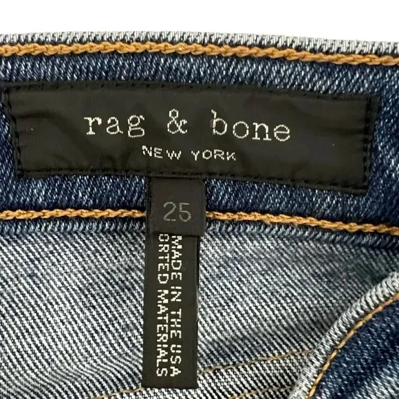 RAG &amp; BONE Straight Leg High Rise Cropped Jeans Medium Wash Women's Size 25