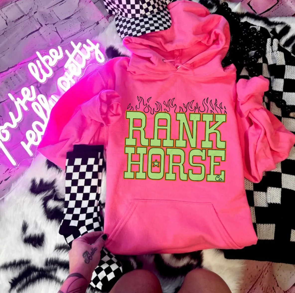 Rank Horse Co Flames Hoodie