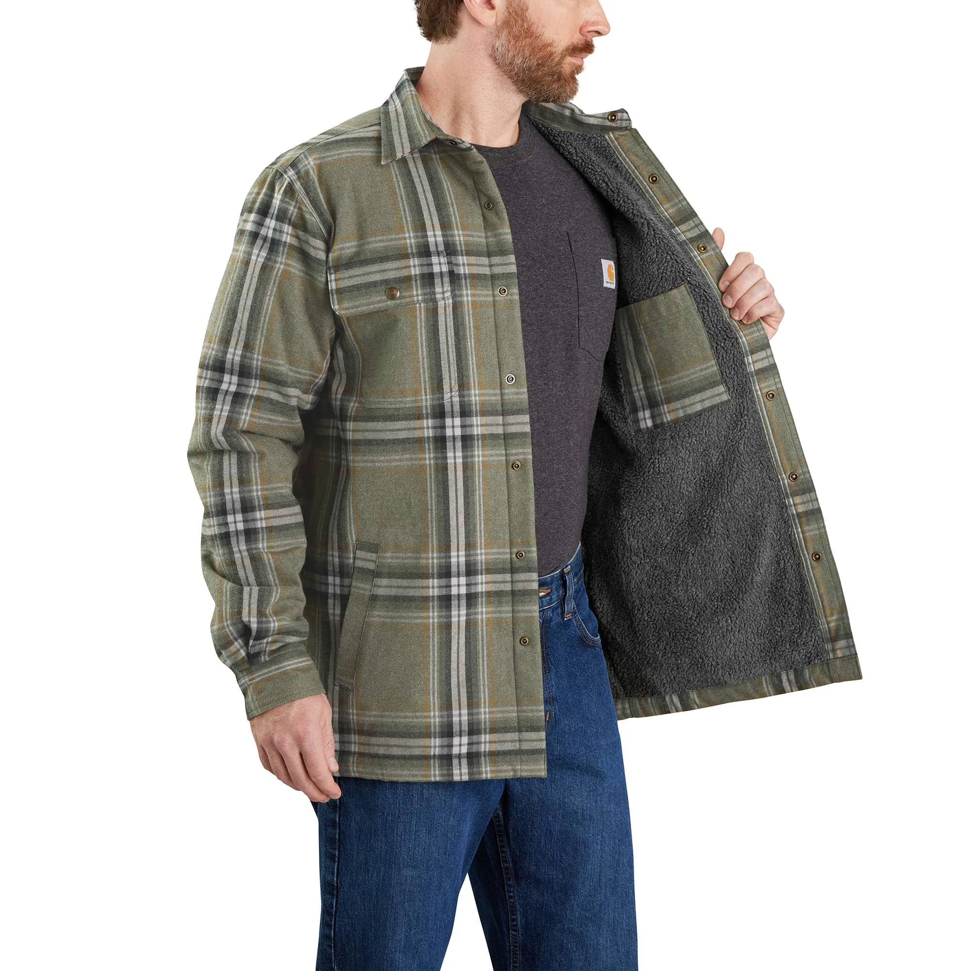 Relaxed Fit Flannel Sherpa-Lined Shirt Jac