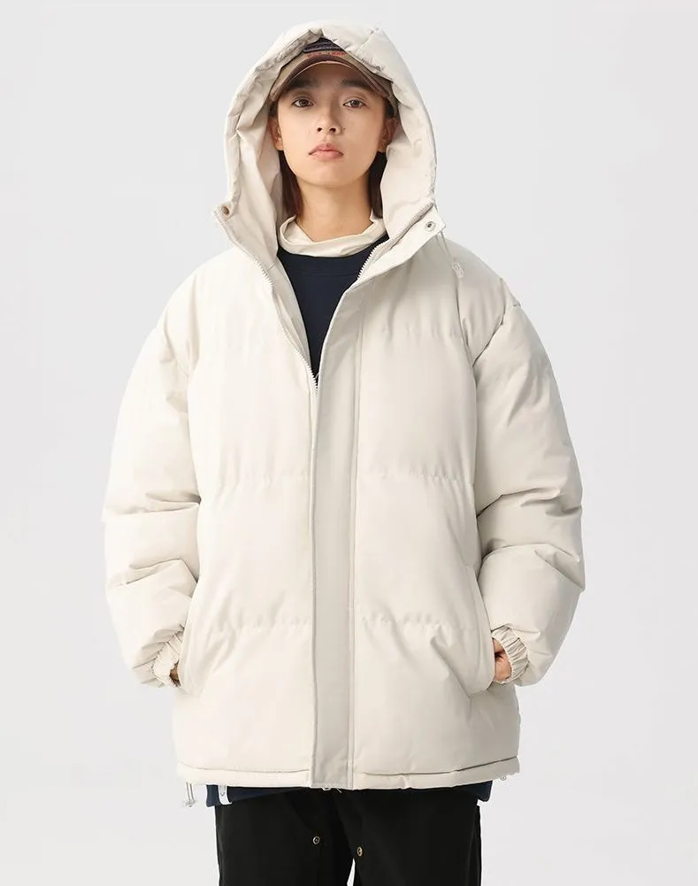 Relaxed-fit Full Zip Hooded Puffer Jacket in Solid Color